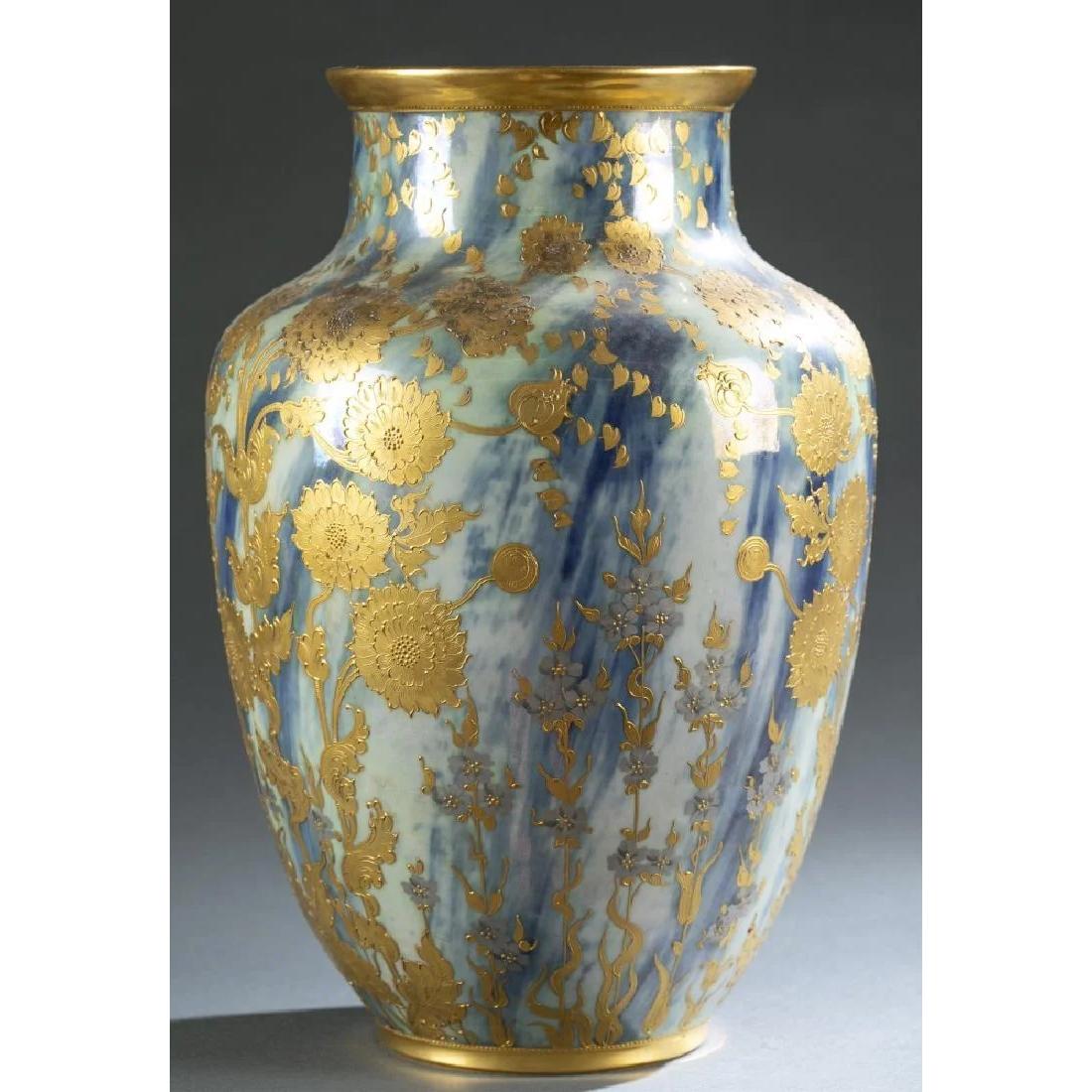 German Late 19th Century Royal Vienna Porcelain Vase in Gilt Floral Design For Sale