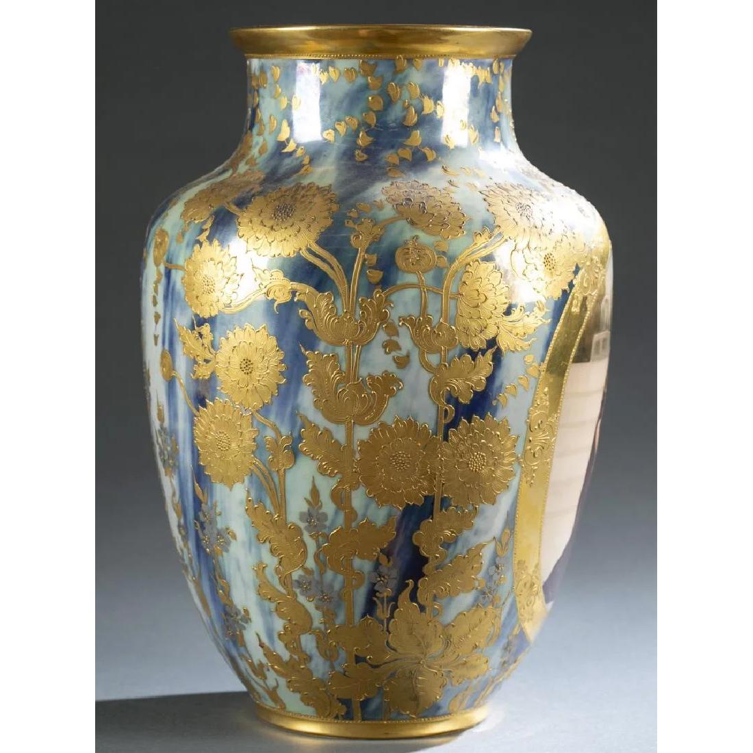 Painted Late 19th Century Royal Vienna Porcelain Vase in Gilt Floral Design For Sale