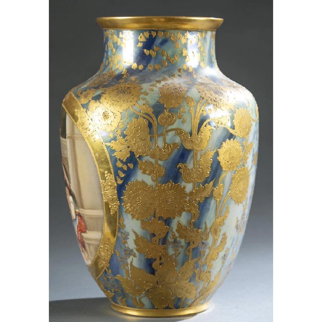 Late 19th Century Royal Vienna Porcelain Vase in Gilt Floral Design In Good Condition For Sale In New York, NY