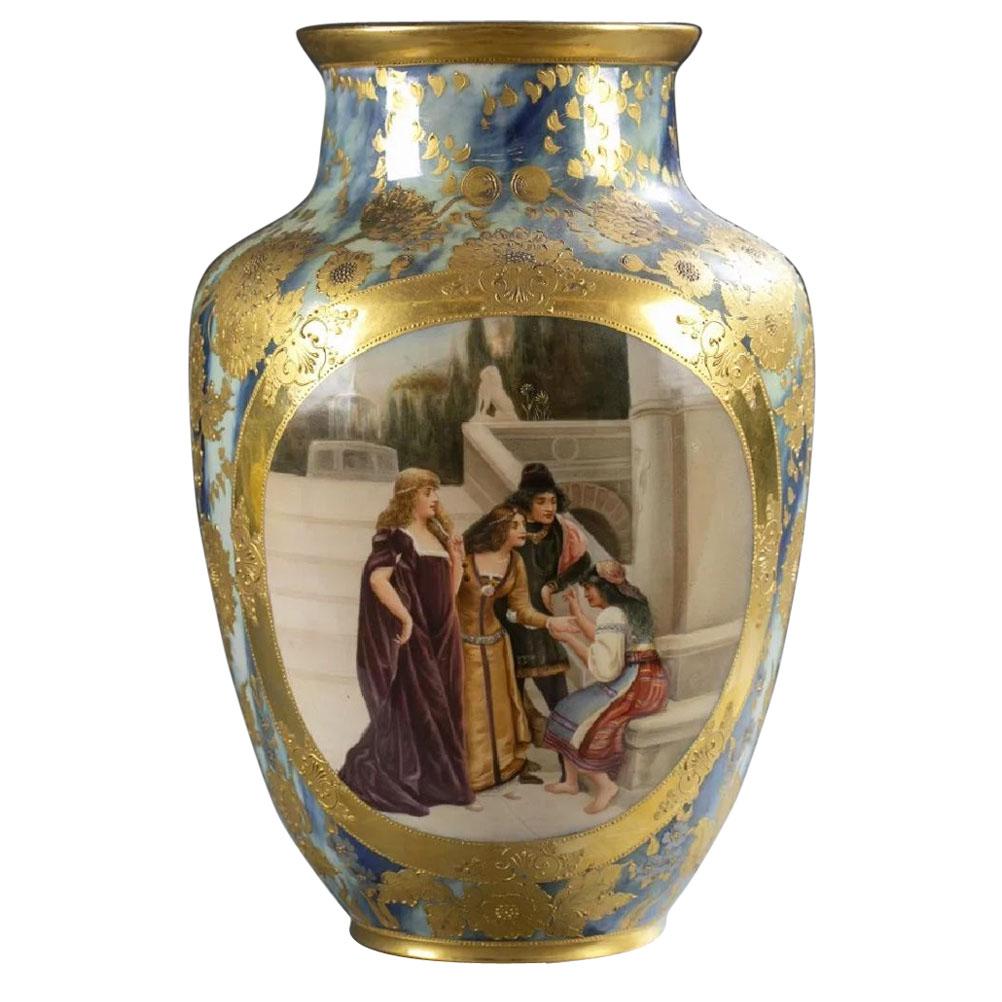 Late 19th Century Royal Vienna Porcelain Vase in Gilt Floral Design