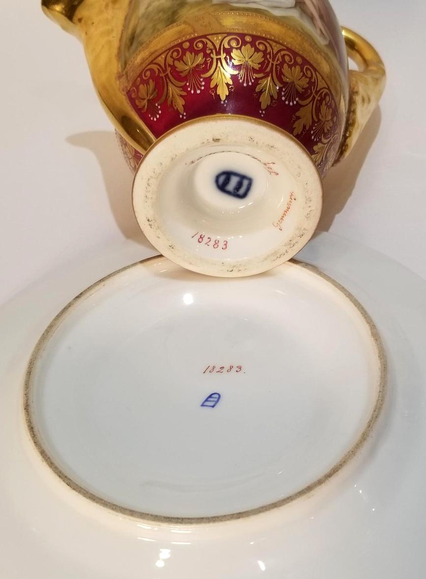 Fin du 19e siècle Sucre et crémier royal de Vienne sur soucoupes 4