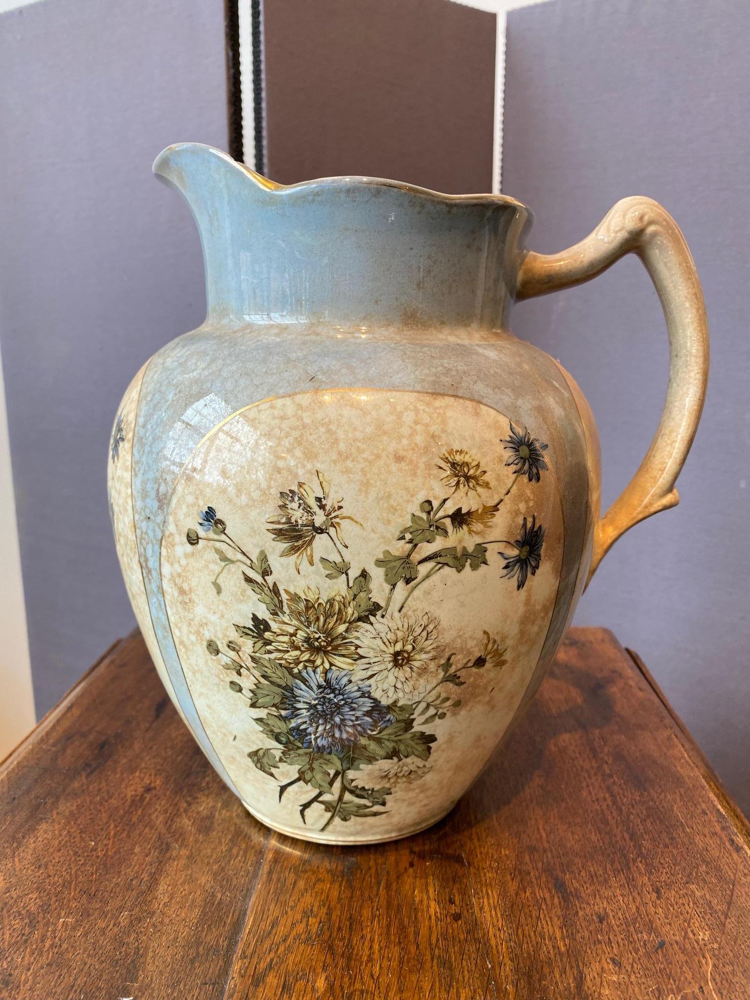 English Late 19th Century Royce Ironstone Transferware Pitcher For Sale