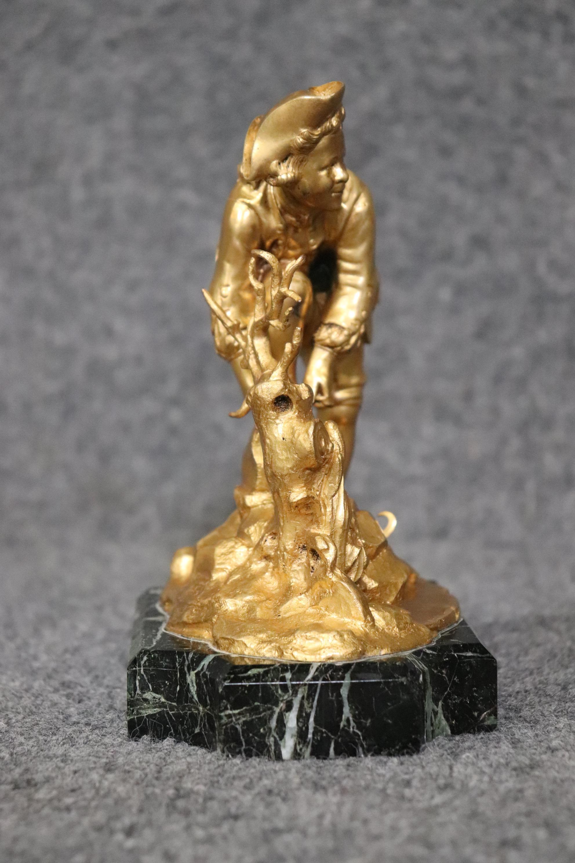 Louis XV Late 19th Century Russian Bronze Ormolu Sculpture of a Boy on a Marble Base For Sale