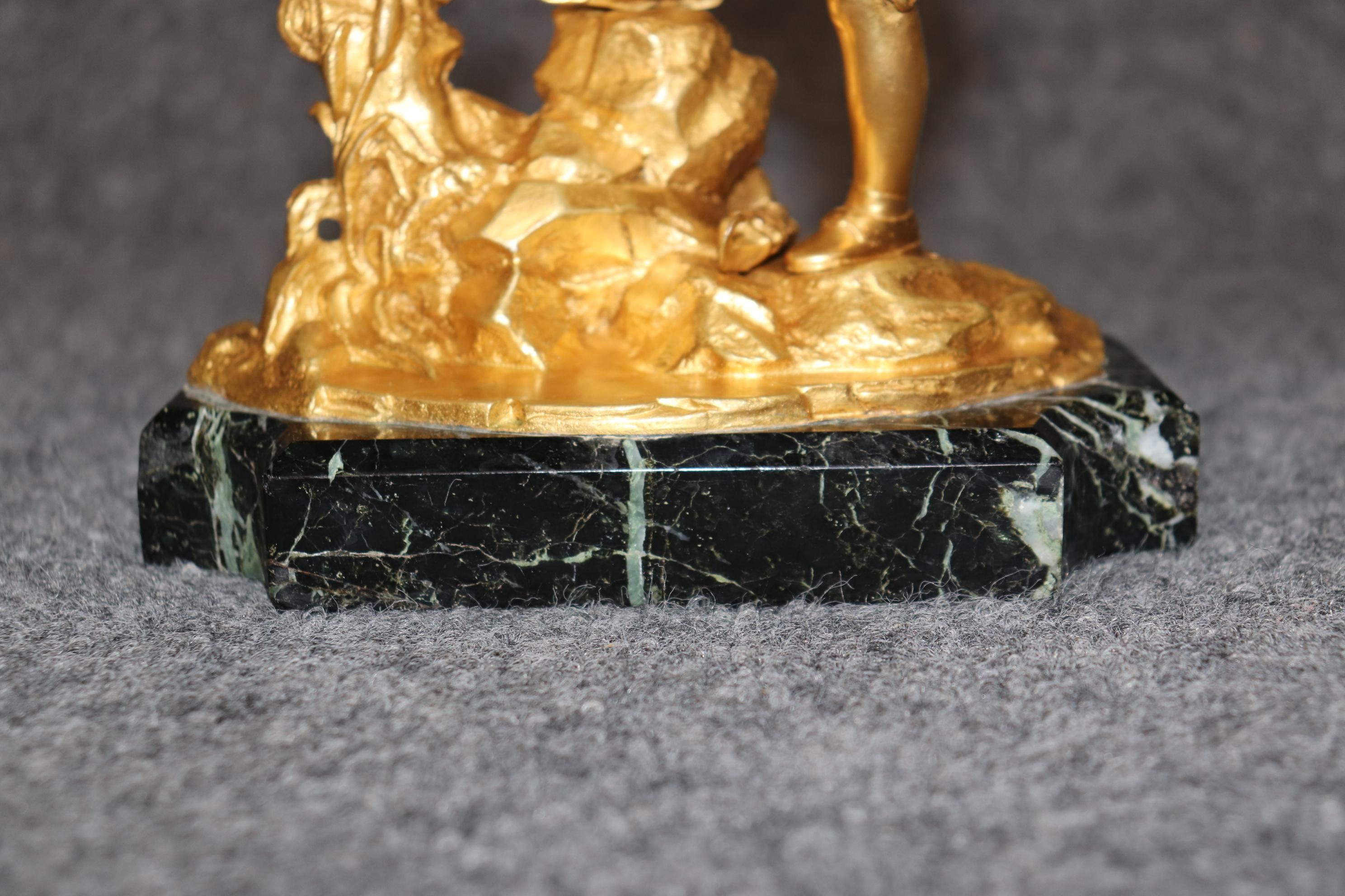 Late 19th Century Russian Bronze Ormolu Sculpture of a Boy on a Marble Base For Sale 1