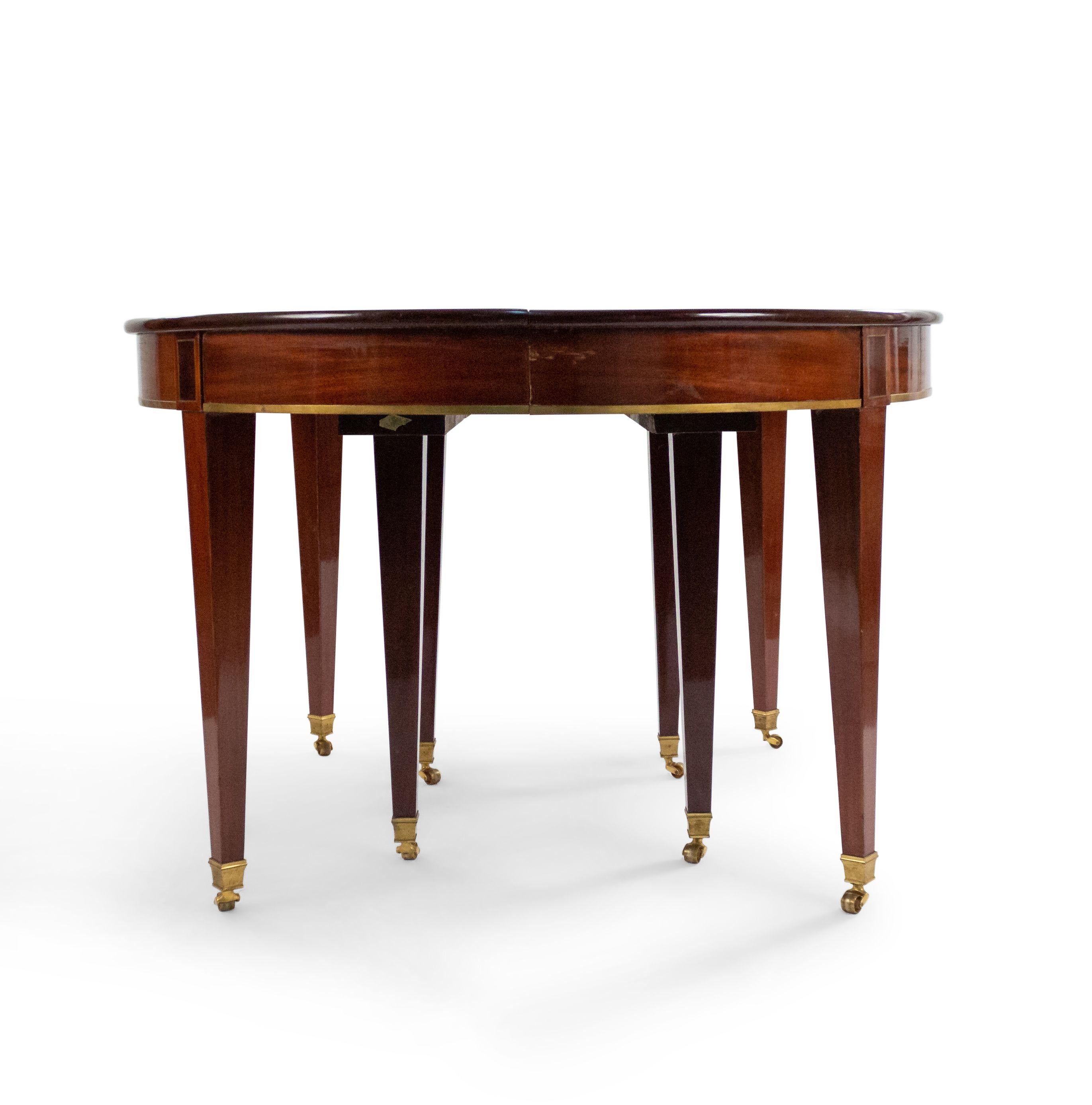Brass Russian Neoclassic Style Mahogany Dining Table For Sale