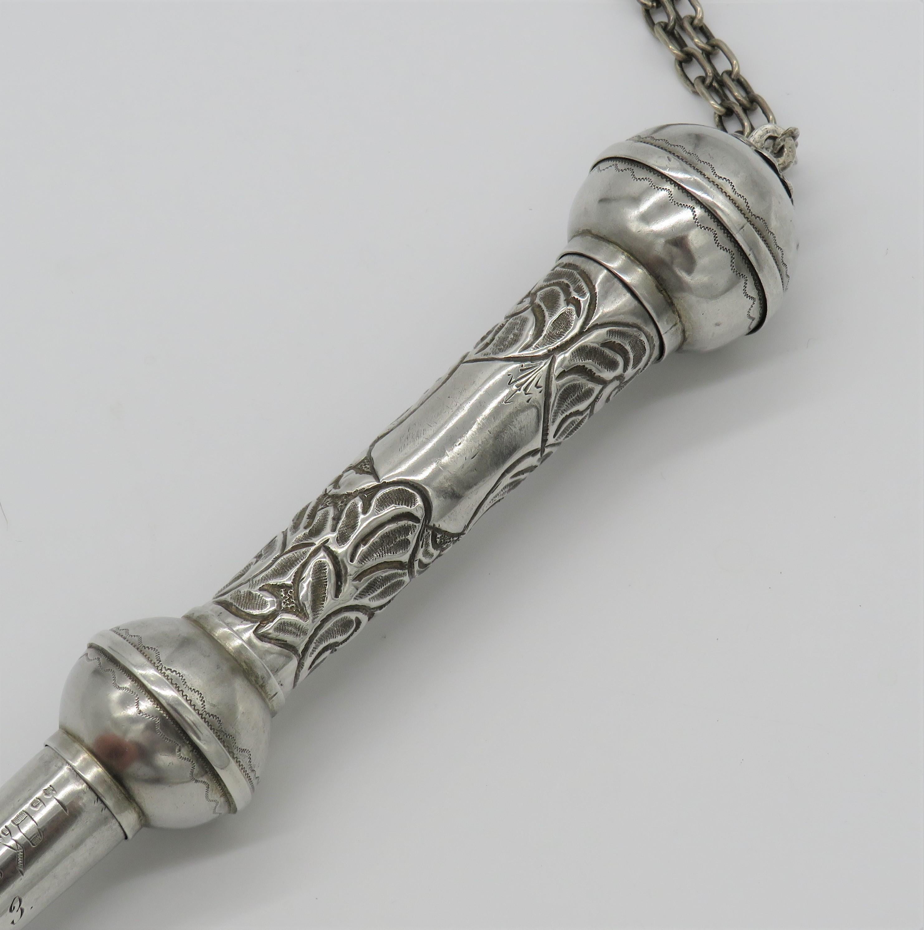Hand-Crafted Late 19th Century Russian Silver Torah Pointer For Sale