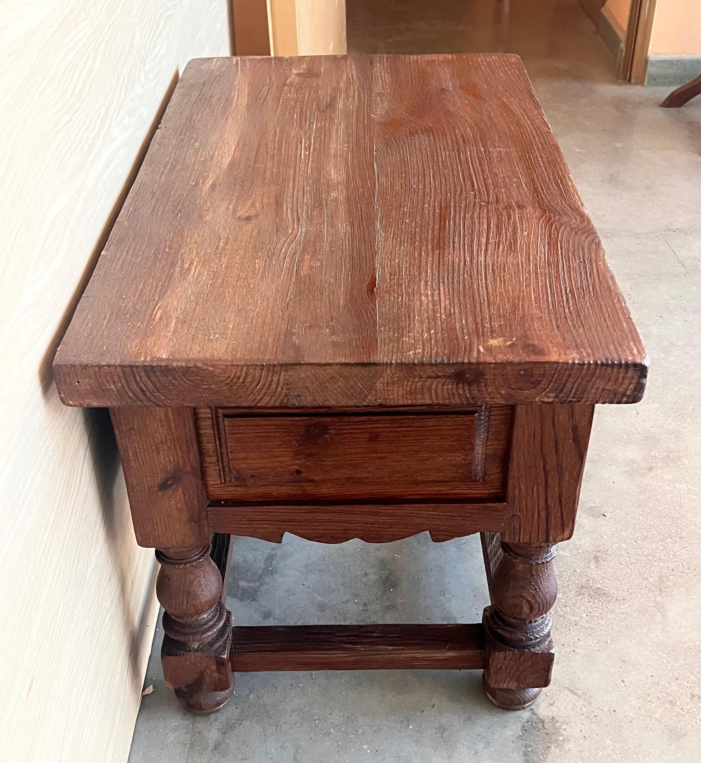 Late 19th Century Rustic Artisan Made Pyrenees Mountains Side Table End Table For Sale 4