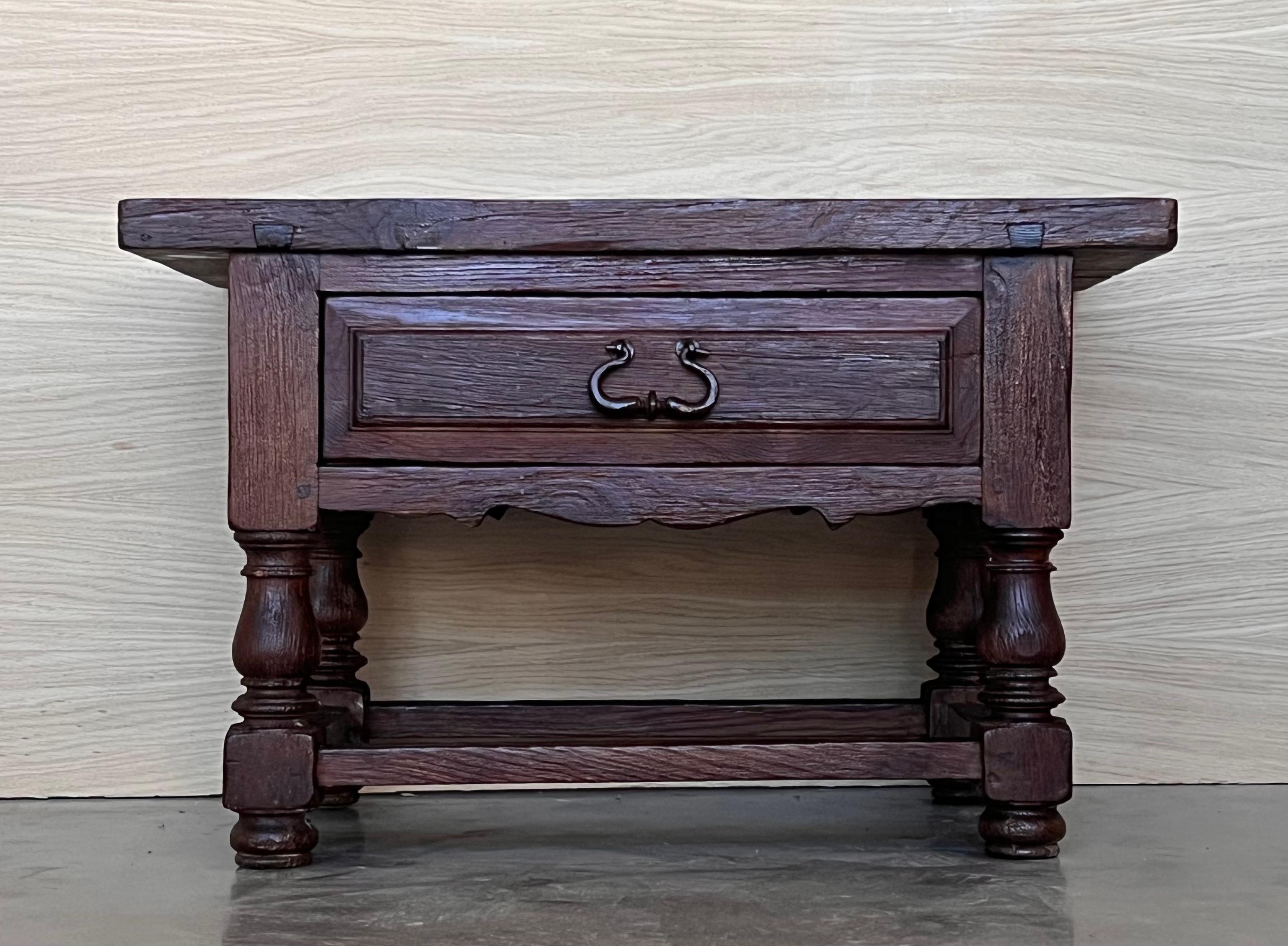 Baroque Late 19th Century Rustic Artisan Made Pyrenees Mountains Side Table End Table For Sale