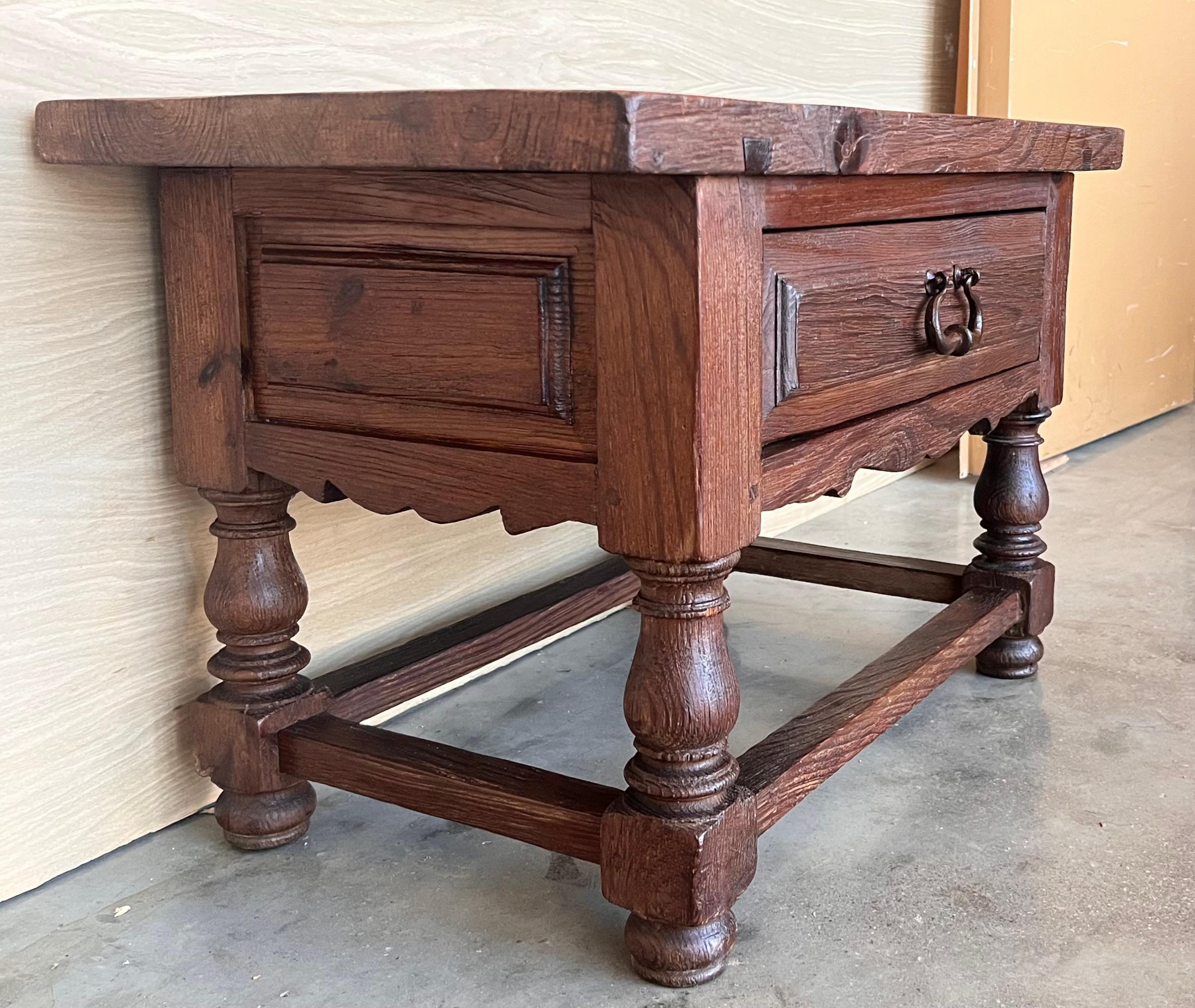 20th Century Late 19th Century Rustic Artisan Made Pyrenees Mountains Side Table End Table For Sale