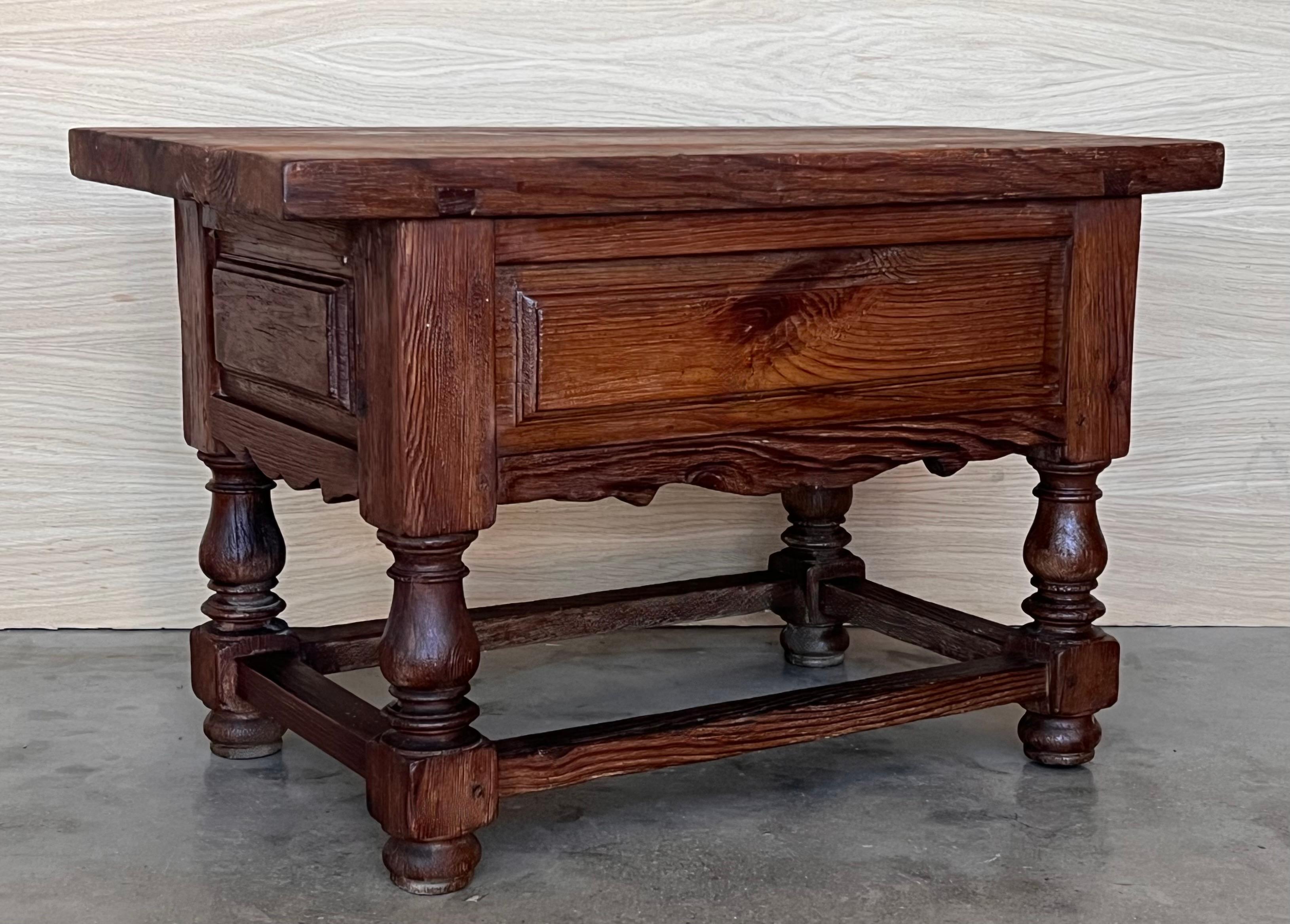Late 19th Century Rustic Artisan Made Pyrenees Mountains Side Table End Table For Sale 1