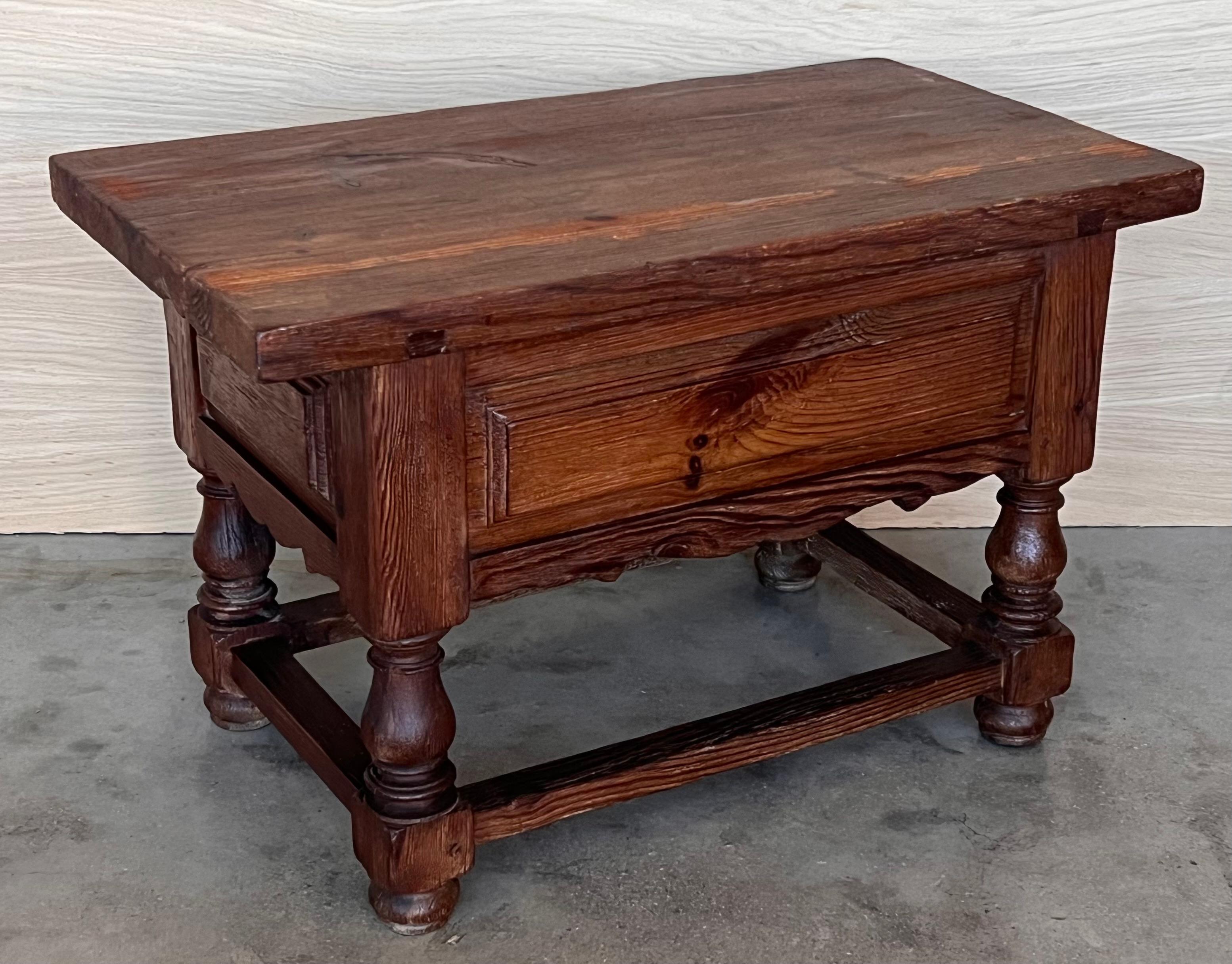 Late 19th Century Rustic Artisan Made Pyrenees Mountains Side Table End Table For Sale 2