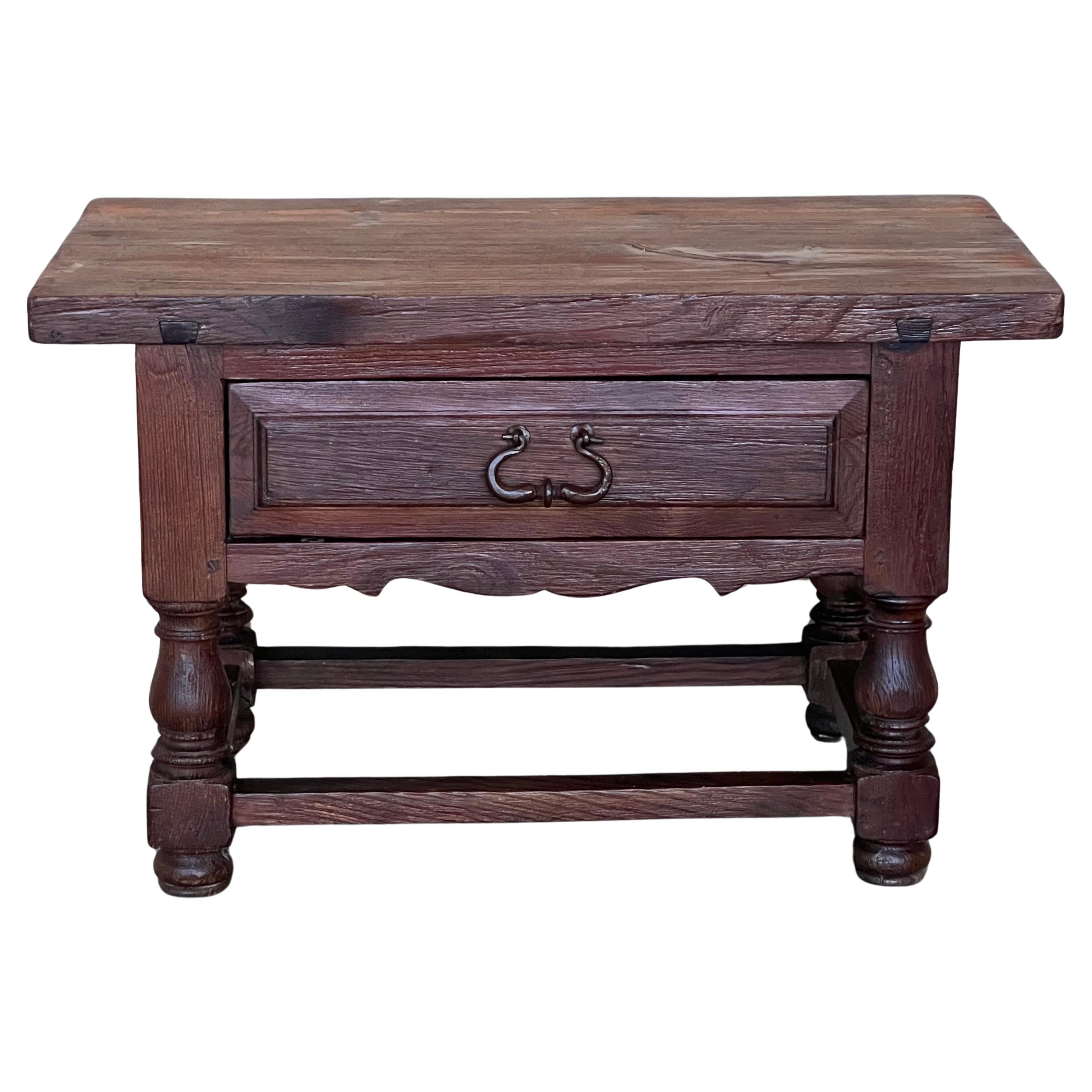 Late 19th Century Rustic Artisan Made Pyrenees Mountains Side Table End Table For Sale