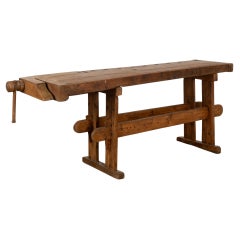 Antique Late 19th Century Rustic Carpenters Workbench Narrow Console Table, Denmark