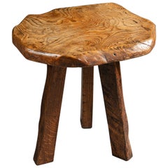 Late 19th Century Rustic Elm Wood English Tripod Table