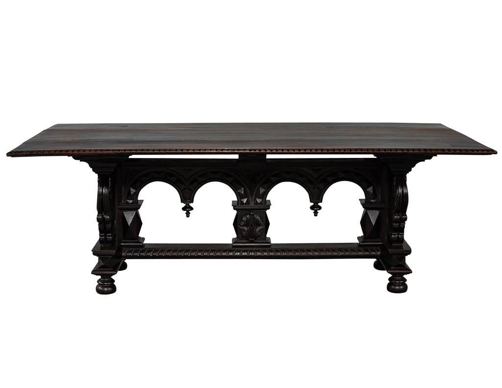 Late 19th Century Rustic French Carved Dining Library Table In Distressed Condition In North York, ON