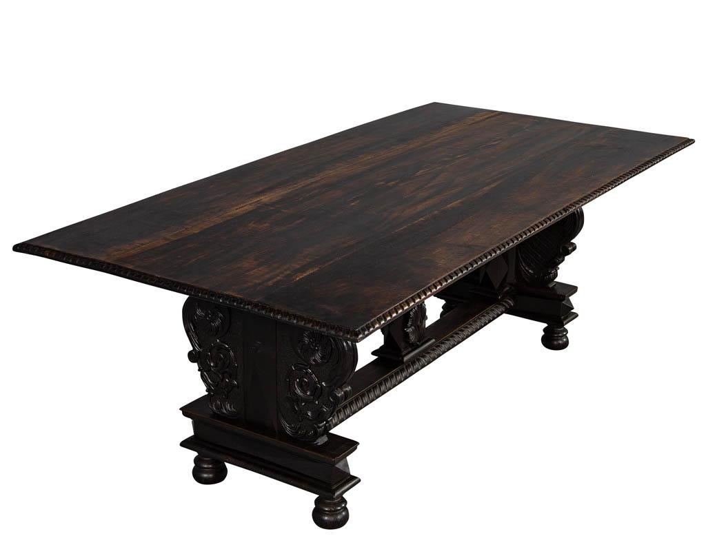 Late 19th Century Rustic French Carved Dining Library Table 3
