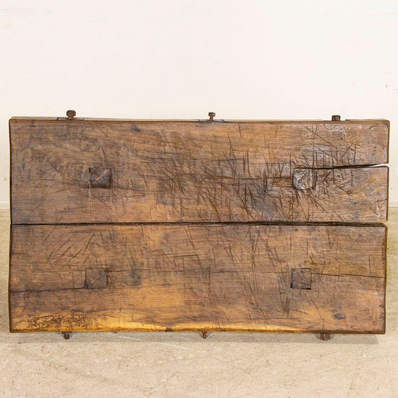 Late 19th Century, Rustic Industrial Antique Slab Wood Coffee Table 6