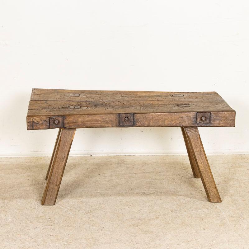 Hungarian Late 19th Century, Rustic Industrial Antique Slab Wood Coffee Table