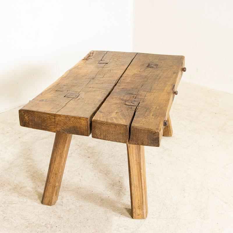 Late 19th Century, Rustic Industrial Antique Slab Wood Coffee Table 1