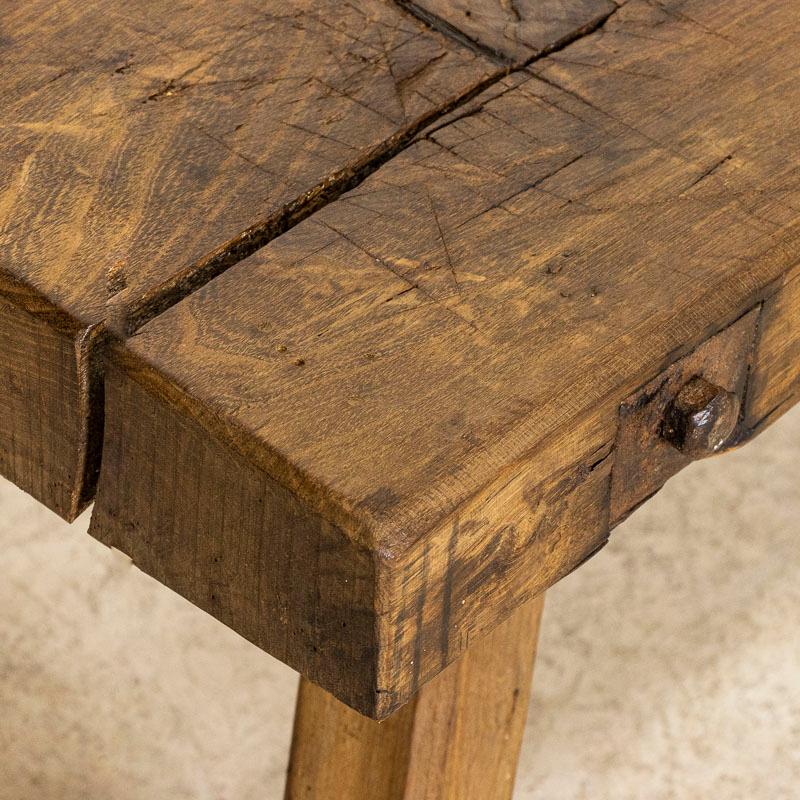 Late 19th Century, Rustic Industrial Antique Slab Wood Coffee Table 3
