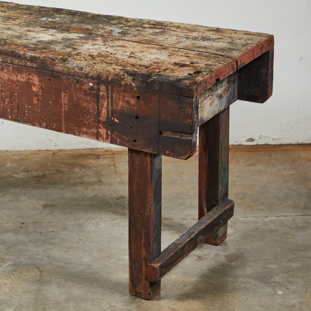 Late 19th Century Rustic Industrial Work Table from France In Good Condition In Los Angeles, CA