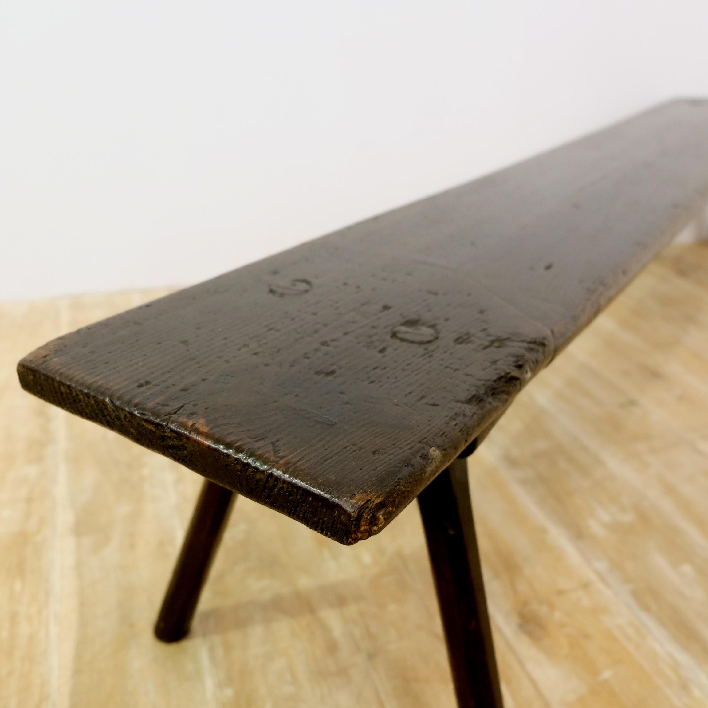Late 19th Century Rustic Pig Bench or Sofa Table, Splayed Legs, Stained Pine In Good Condition In Totnes, GB