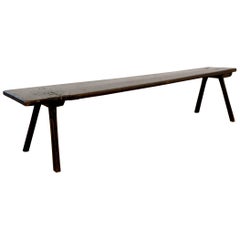 Late 19th Century Rustic Pig Bench or Sofa Table, Splayed Legs, Stained Pine