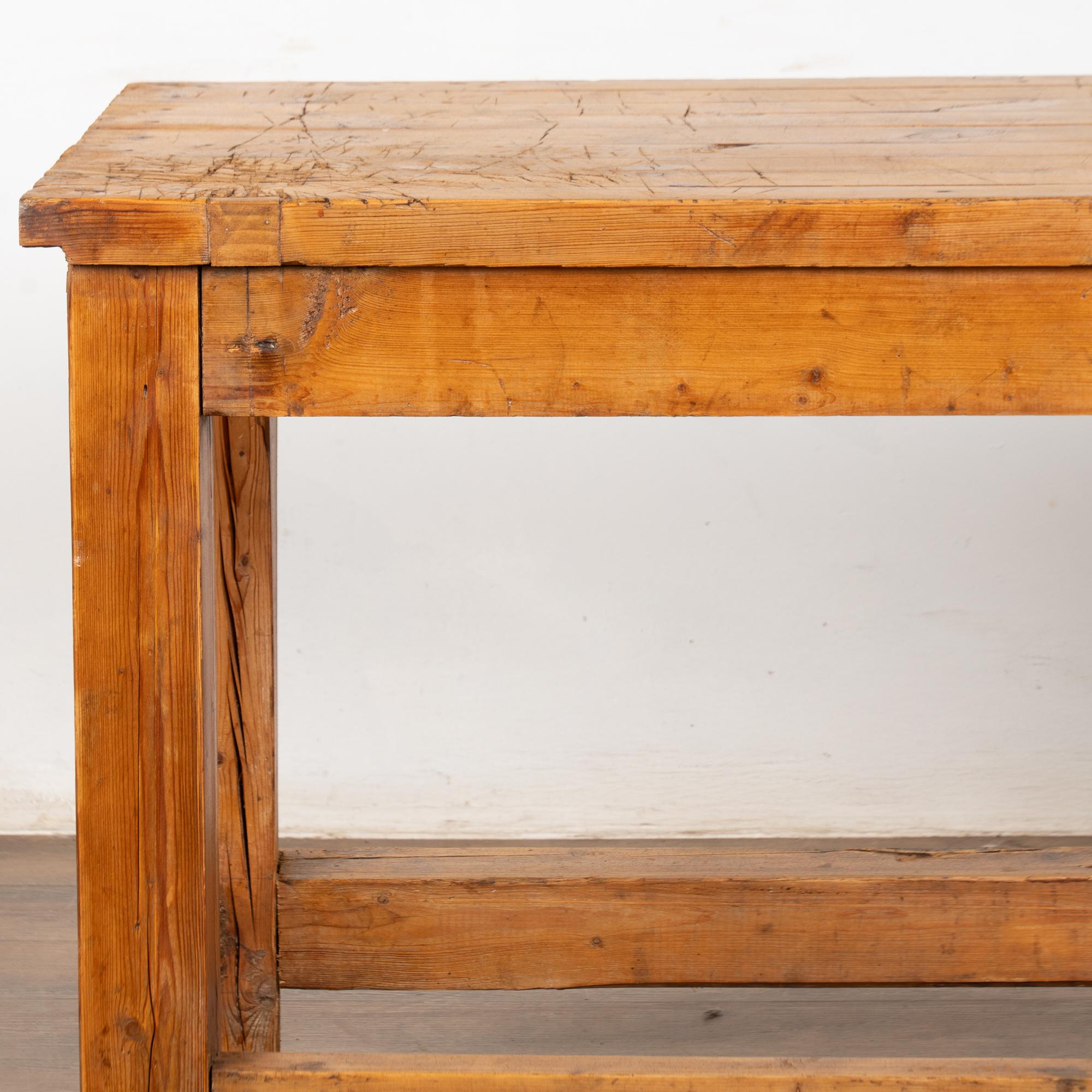 Late 19th Century Rustic Pine Work Table Console Island For Sale 6