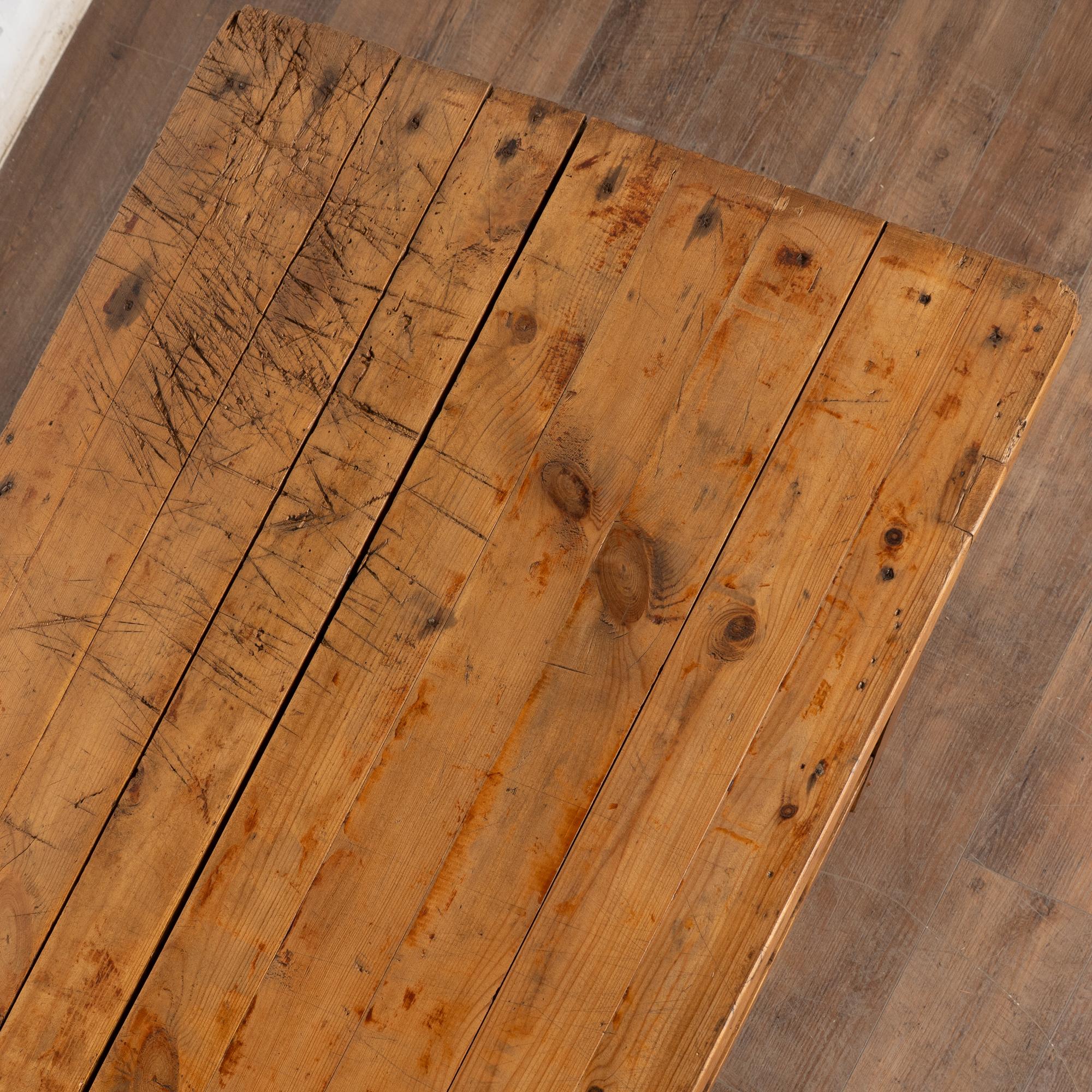 Late 19th Century Rustic Pine Work Table Console Island For Sale 8