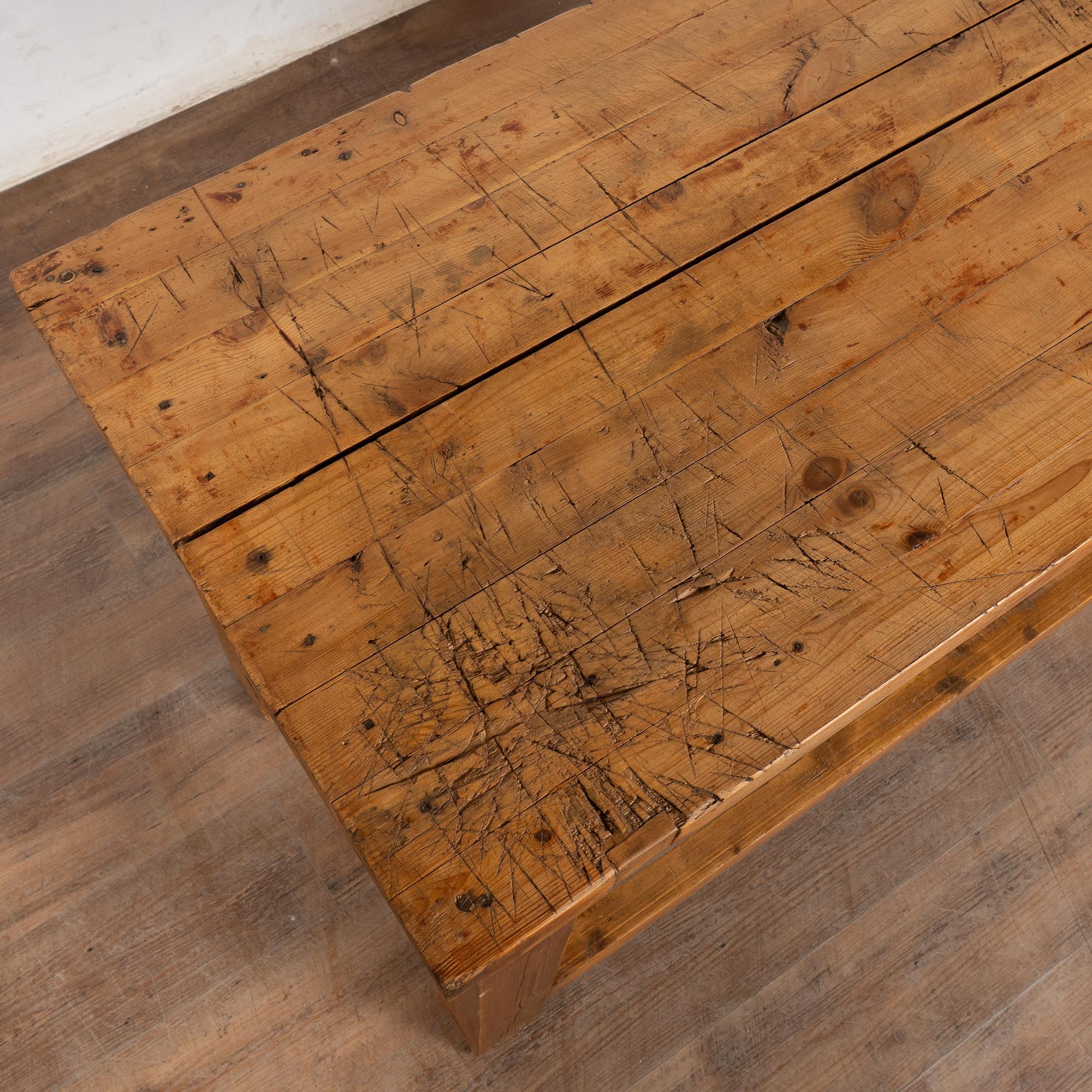 Late 19th Century Rustic Pine Work Table Console Island For Sale 9