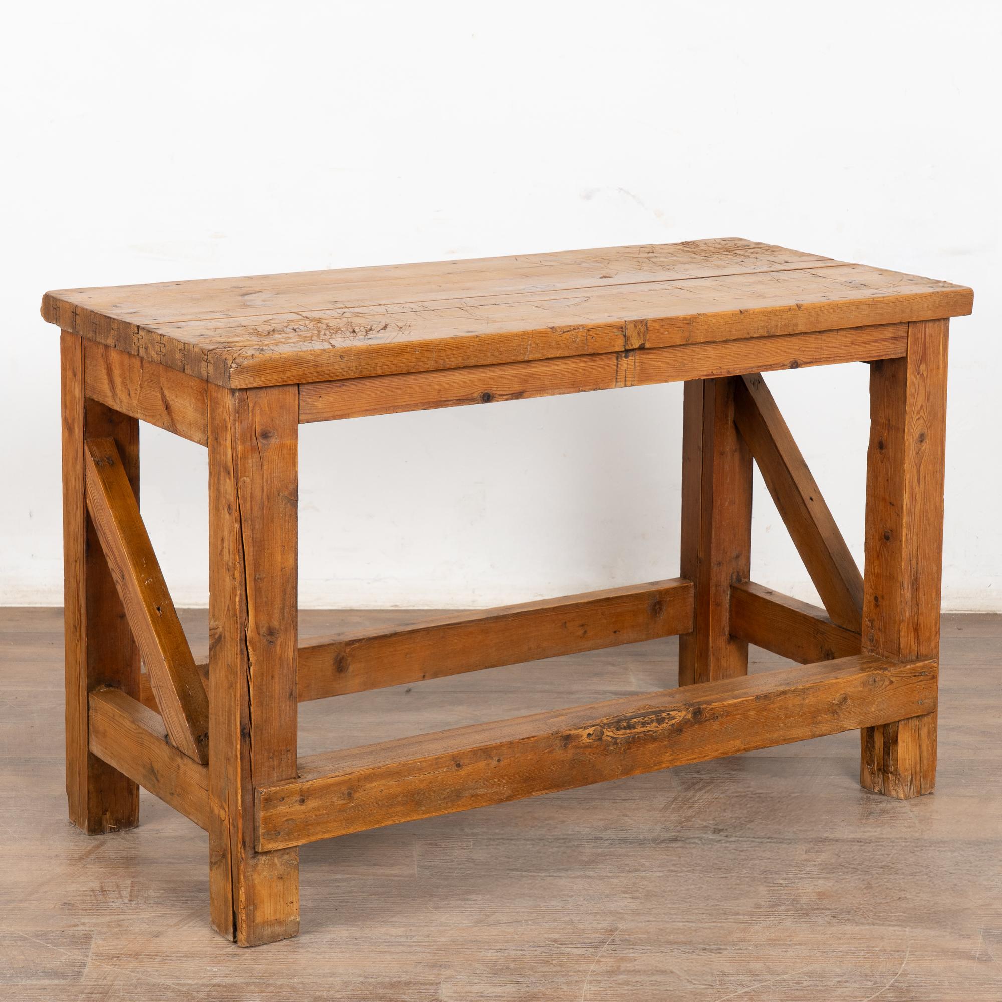 Late 19th Century Rustic Pine Work Table Console Island For Sale 10