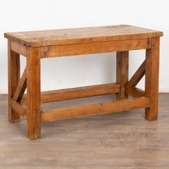 Mesa de trabajo de pino rústico de finales del siglo XIX Consola Isla