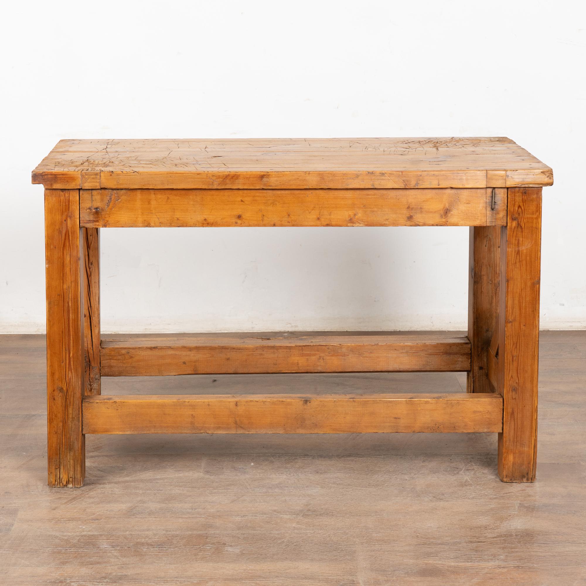 Hungarian Late 19th Century Rustic Pine Work Table Console Island For Sale