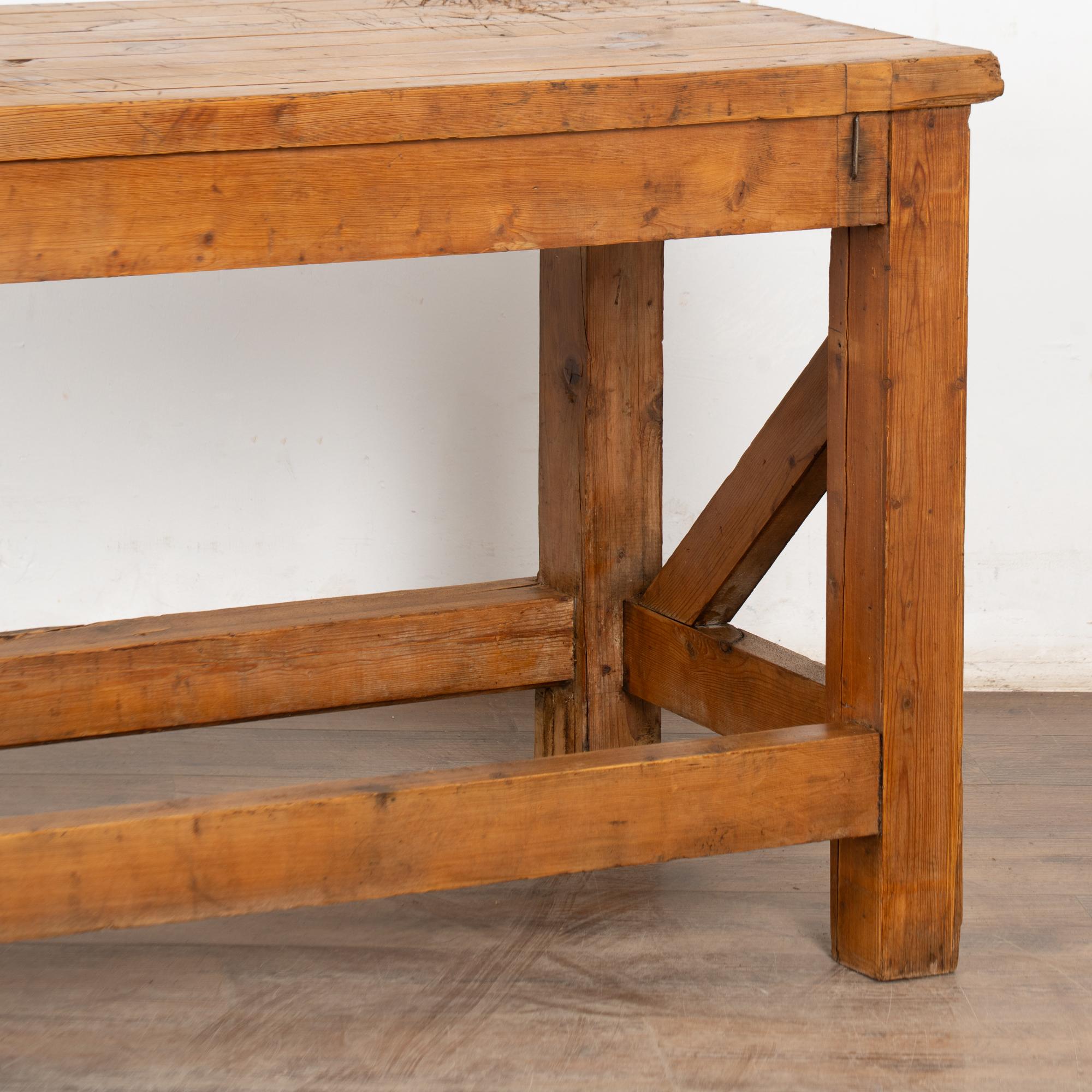 Late 19th Century Rustic Pine Work Table Console Island For Sale 1
