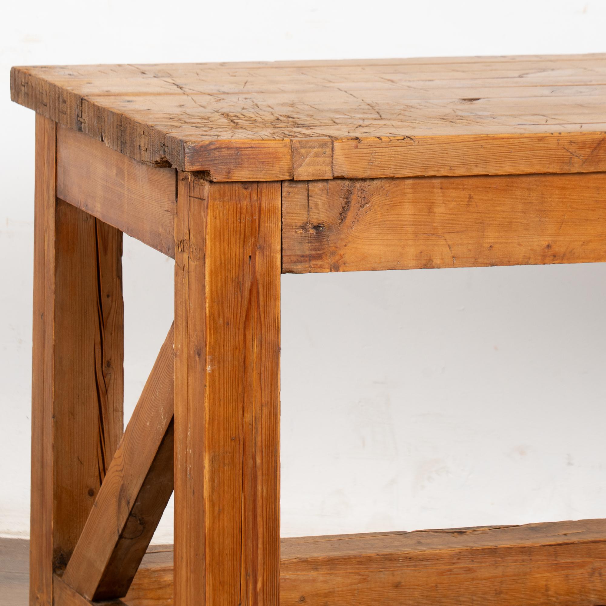 Late 19th Century Rustic Pine Work Table Console Island For Sale 2