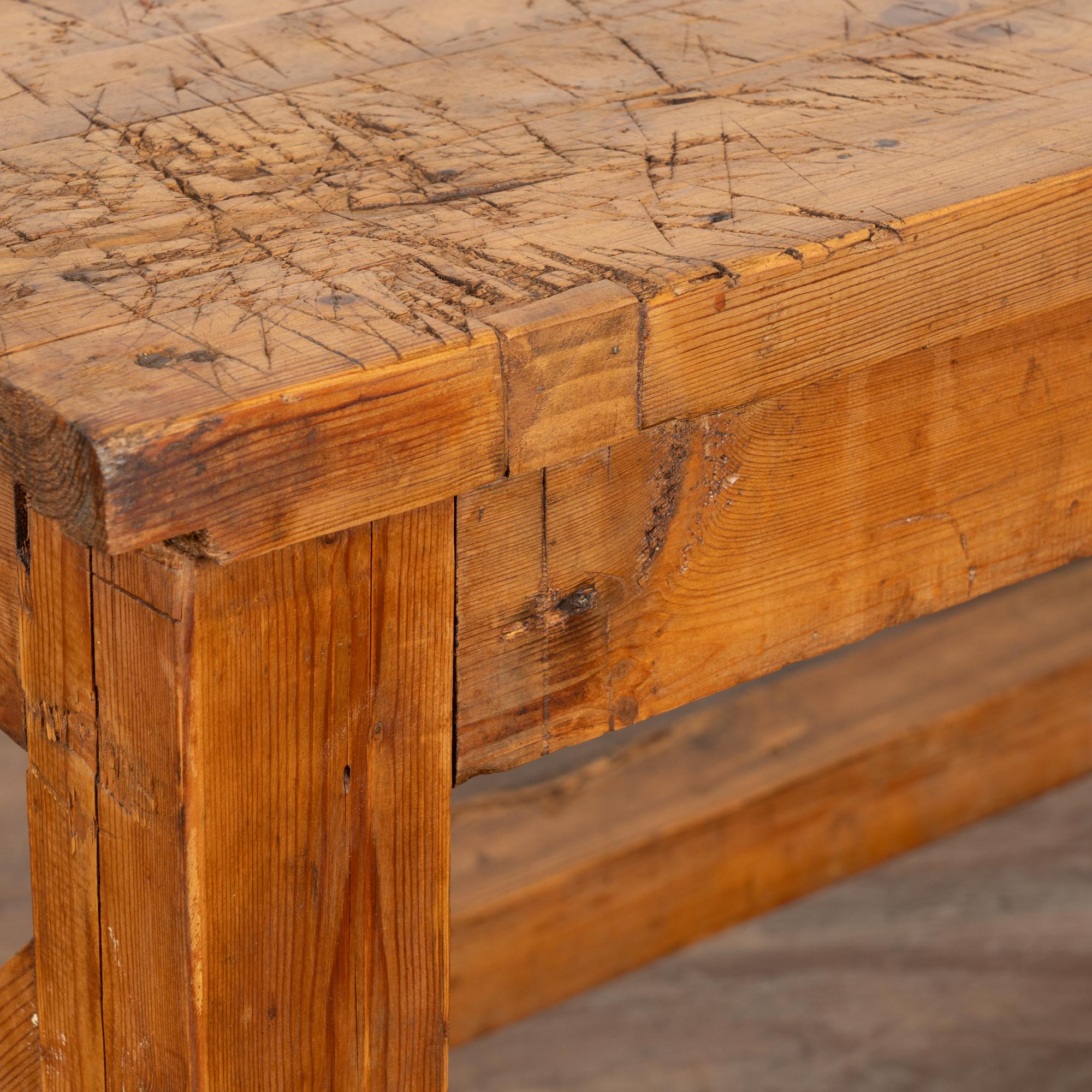 Late 19th Century Rustic Pine Work Table Console Island For Sale 3