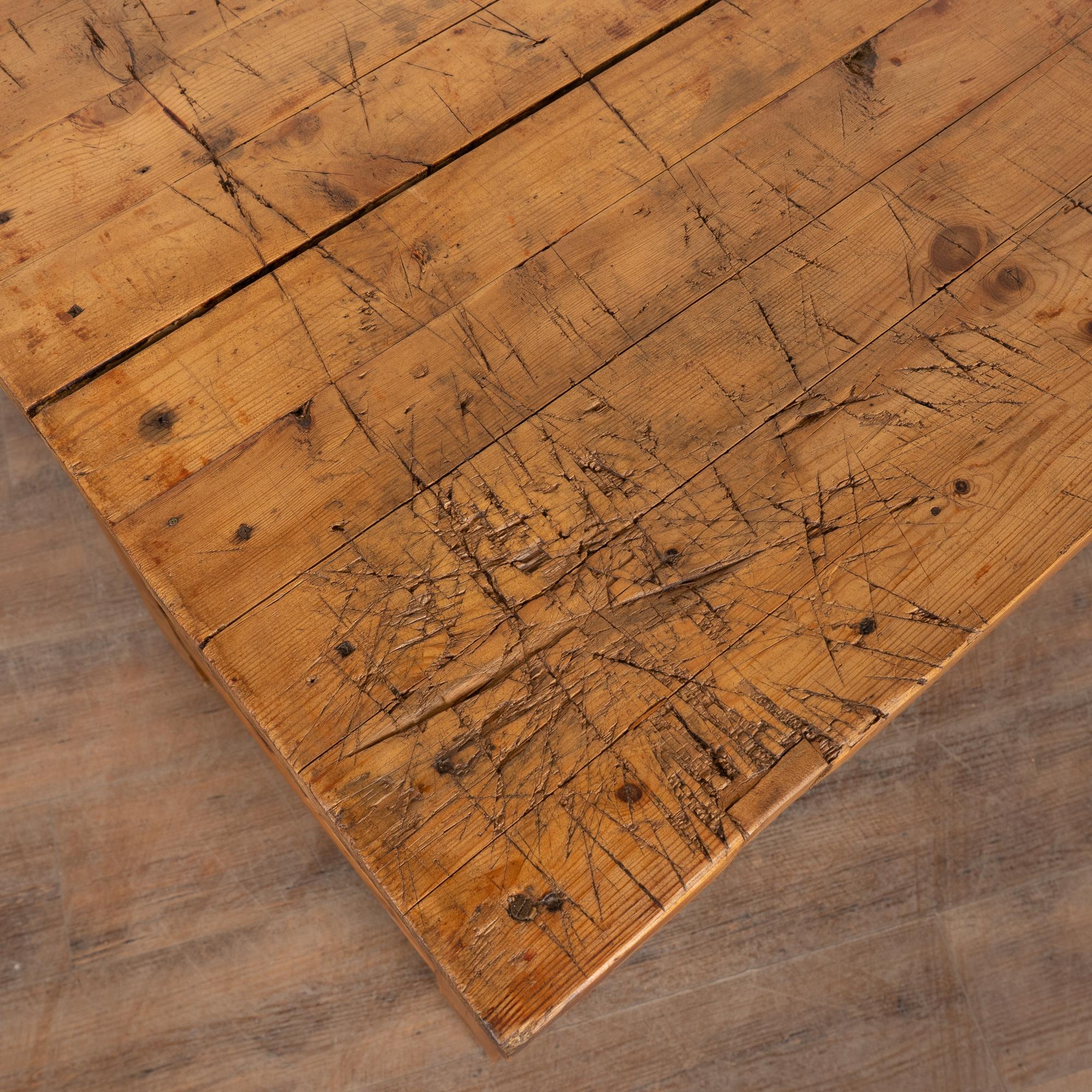 Late 19th Century Rustic Pine Work Table Console Island For Sale 4