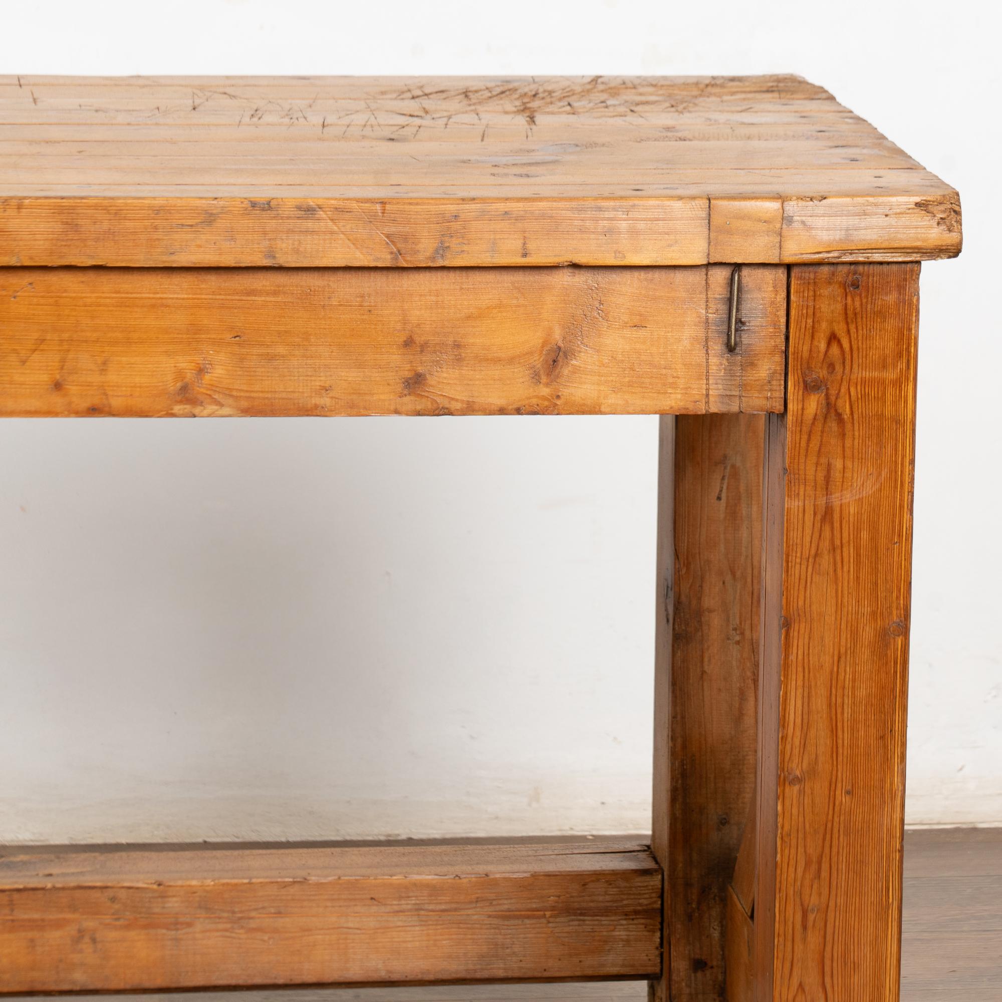 Late 19th Century Rustic Pine Work Table Console Island For Sale 5