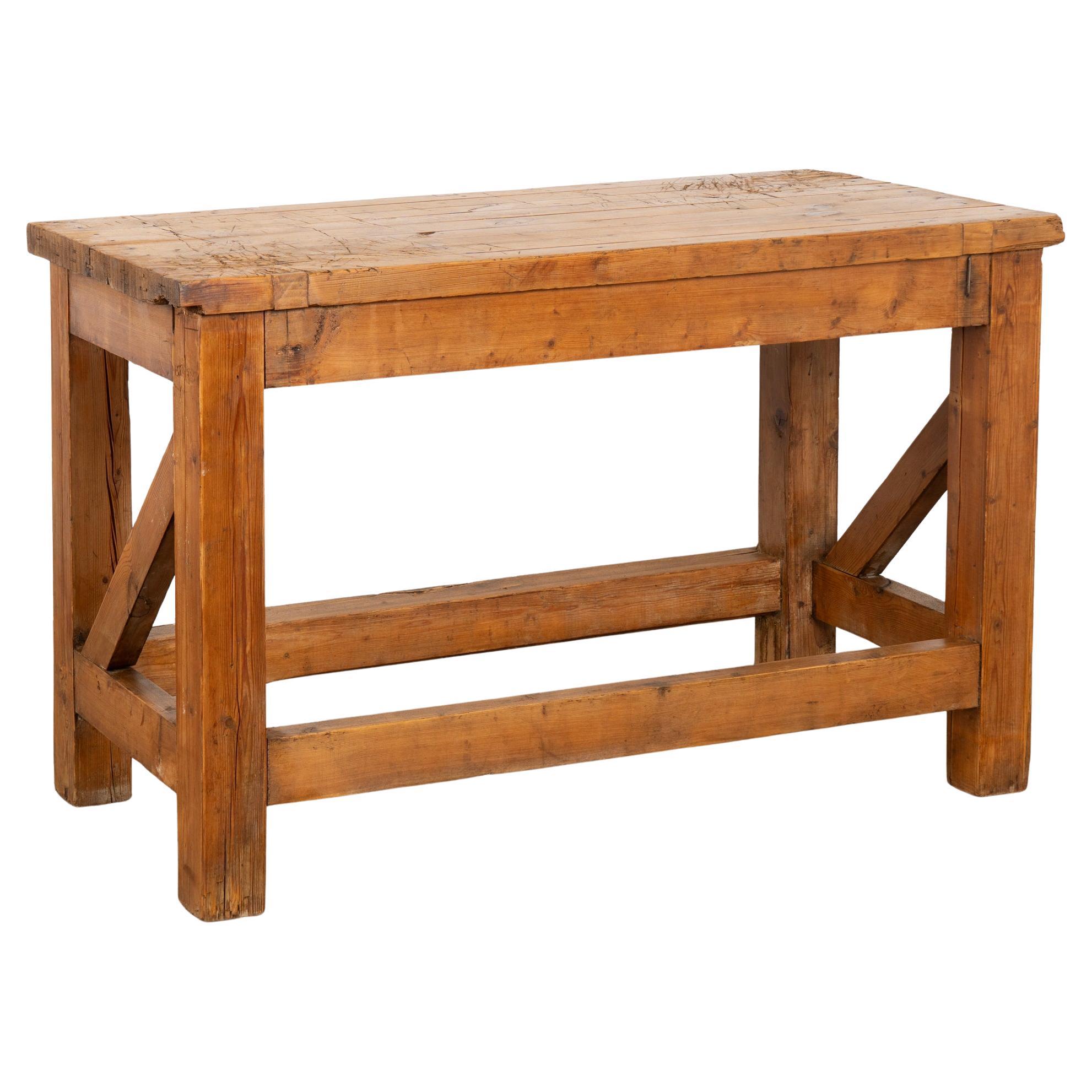 Late 19th Century Rustic Pine Work Table Console Island For Sale