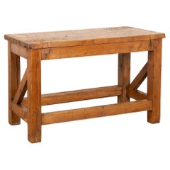 Late 19th Century Rustic Pine Work Table Console Island