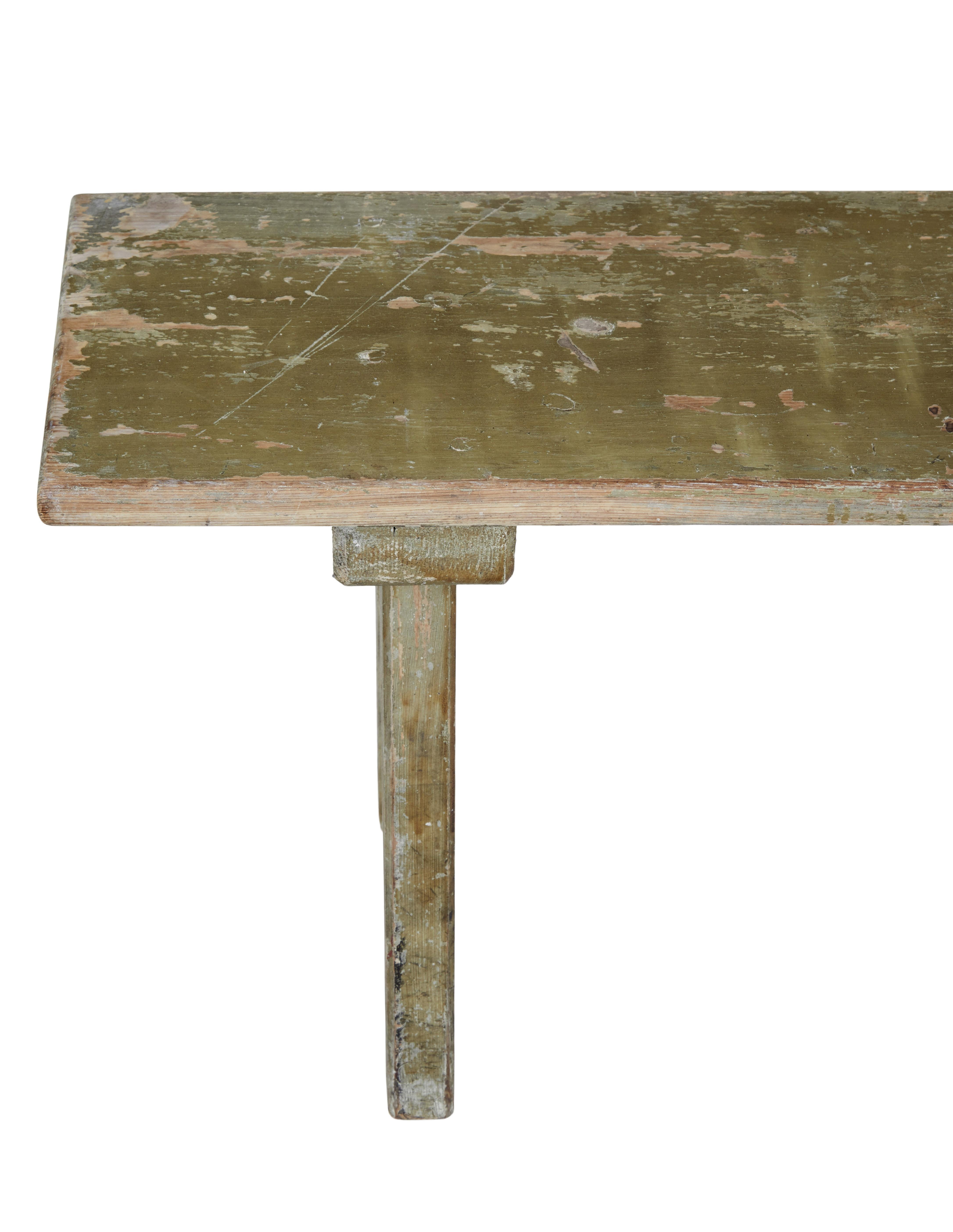 Late 19th Century Rustic Swedish Painted Pine Bench 1
