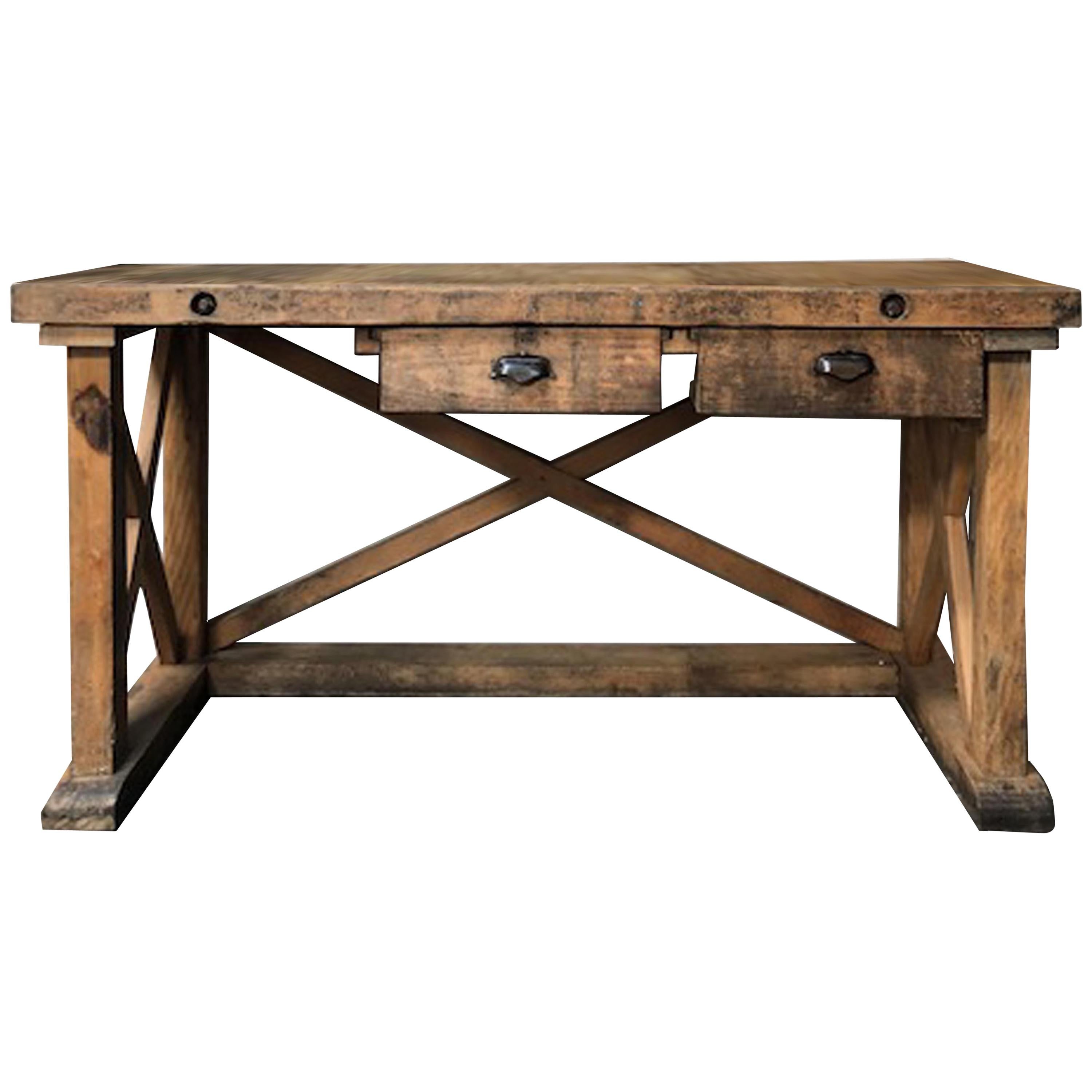 Late 19th Century Rustic Wood Sideboard or Work Table from France