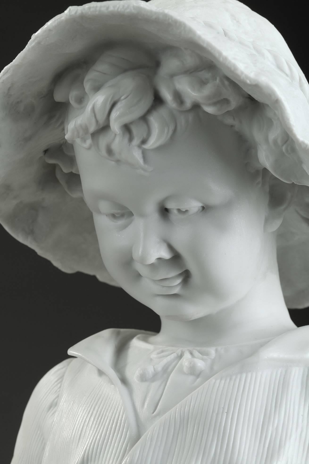 Late 19th Century Samson Bisque Statue Child with a Hat 5