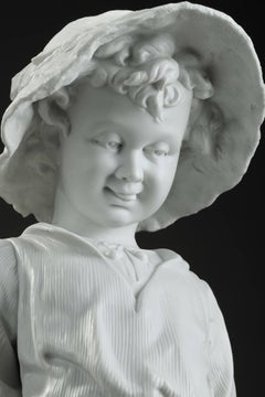 Late 19th Century Samson Bisque Statue Child with a Hat