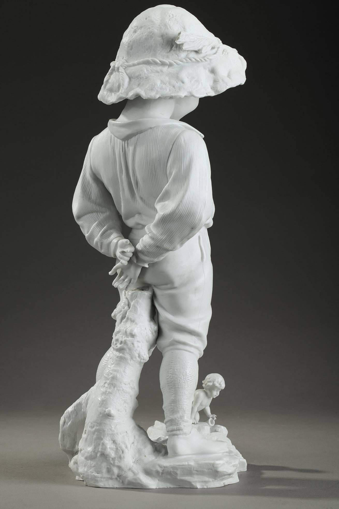 Late 19th Century Samson Bisque Statue Child with a Hat 1