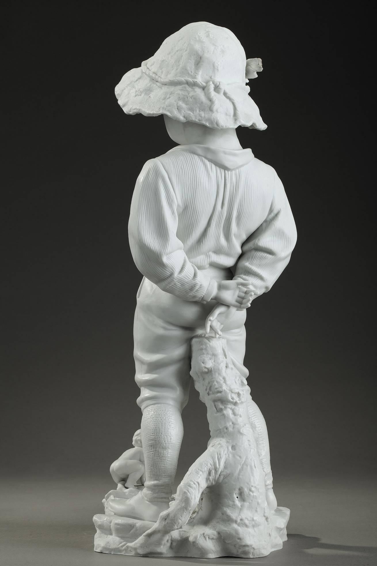 Late 19th Century Samson Bisque Statue Child with a Hat 2
