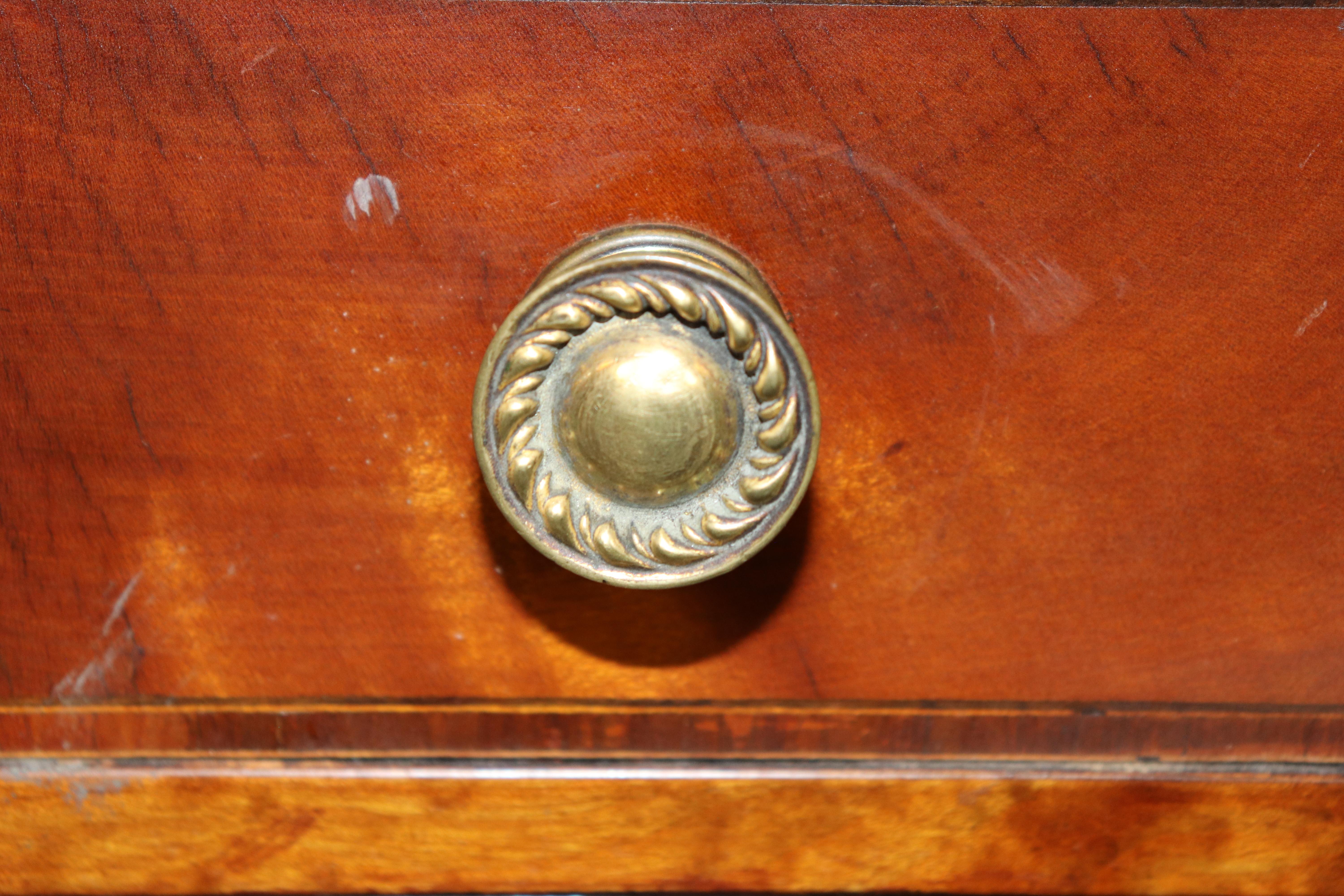 Brass Late 19th century Satinwood Narrow Georgian Vitrine Display Cabinet For Sale