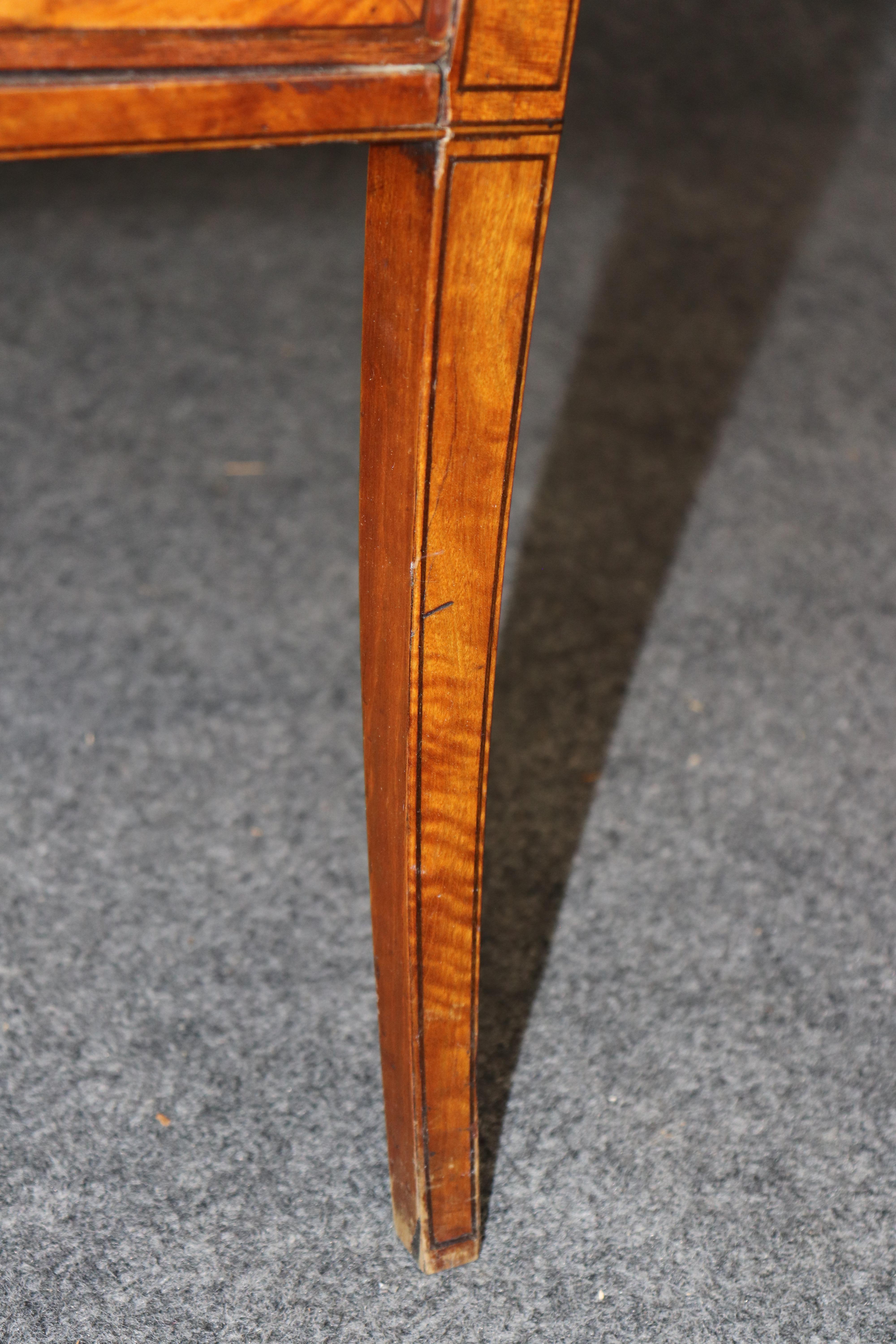 Late 19th century Satinwood Narrow Georgian Vitrine Display Cabinet For Sale 1