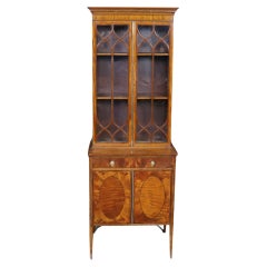 Late 19th century Satinwood Narrow Georgian Vitrine Display Cabinet
