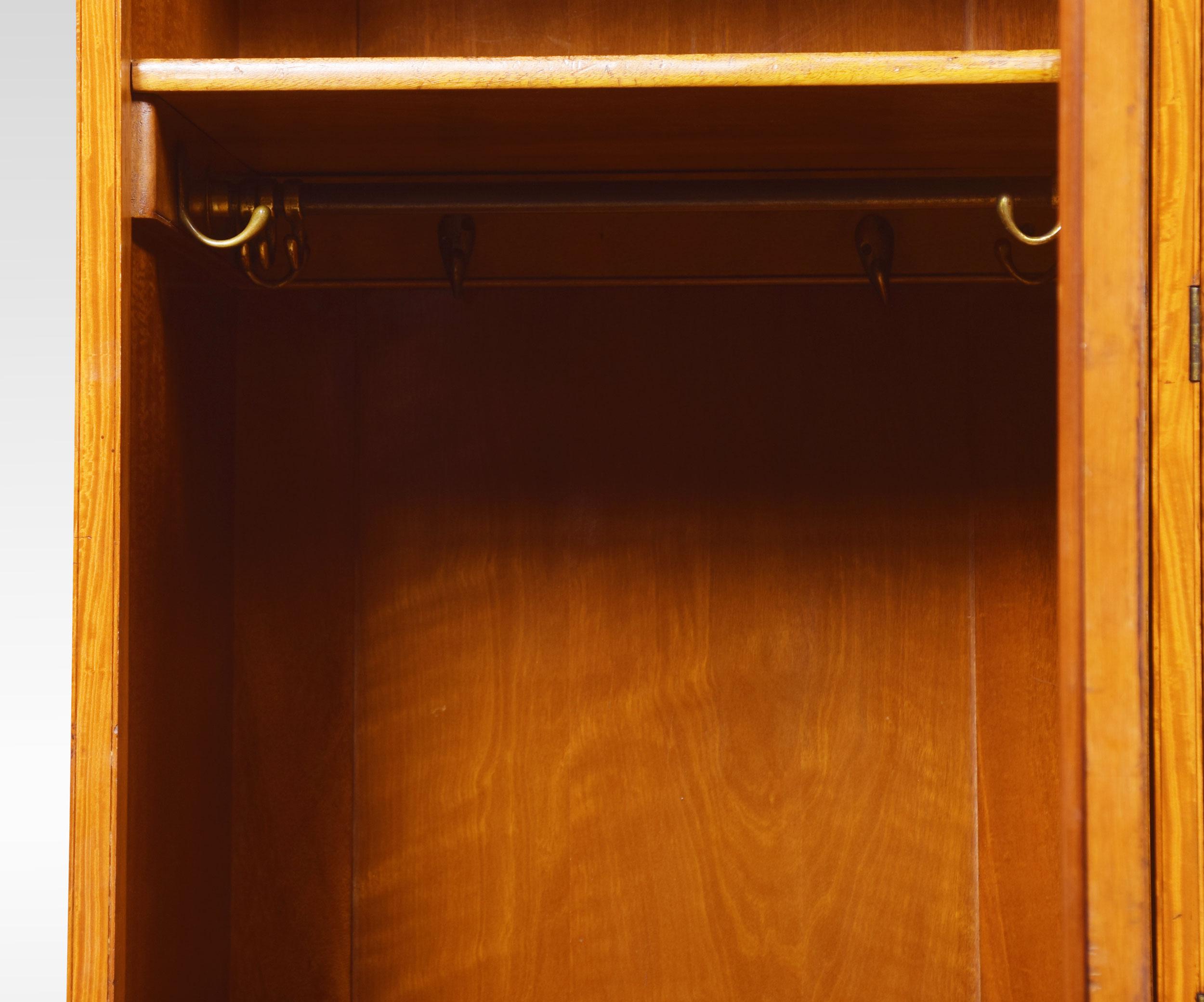 Late 19th Century Satinwood Sheraton Revival Compactum Wardrobe In Good Condition In Cheshire, GB